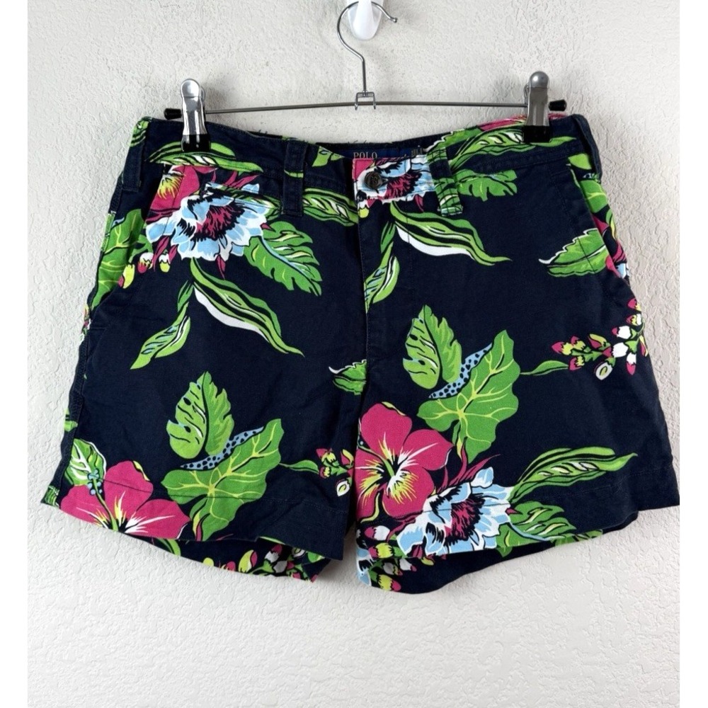 Polo Ralph Lauren Shorts Womens 4 Linen Cotton Tropical Floral Hawaiian Preppy